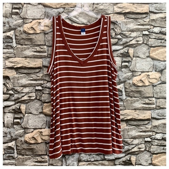 #8 Old Navy Luxe Striped V-Neck Casual Sleeveless Tank Blouse Shirt Top Small - Picture 2 of 5